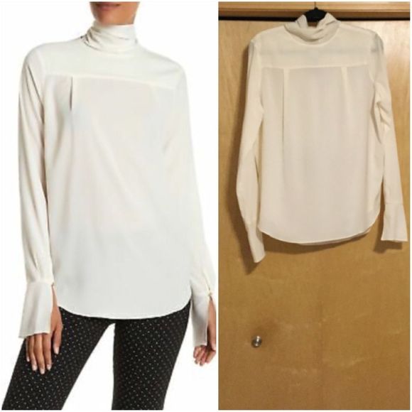 Marchesa Tops - Marchesa Rose Long Sleeve Neck Tie Blouse
